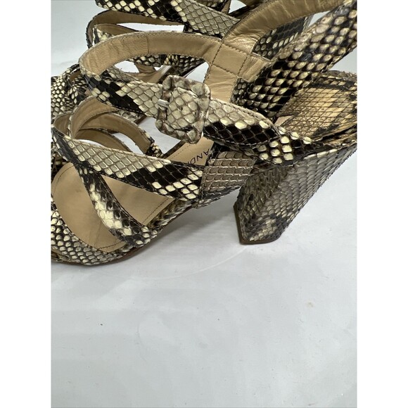 PAUL ANDREW Snakeskin Slingback Block Heel Strapped Heels 41 Handmade Italy 9.5 - Picture 11 of 16